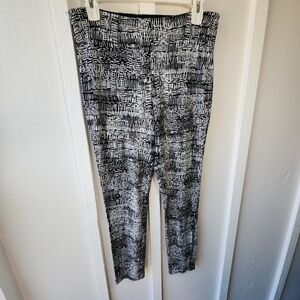 Lysse Leggings High Waist Back Zip Legging Black and White Pattern Sz Lg
